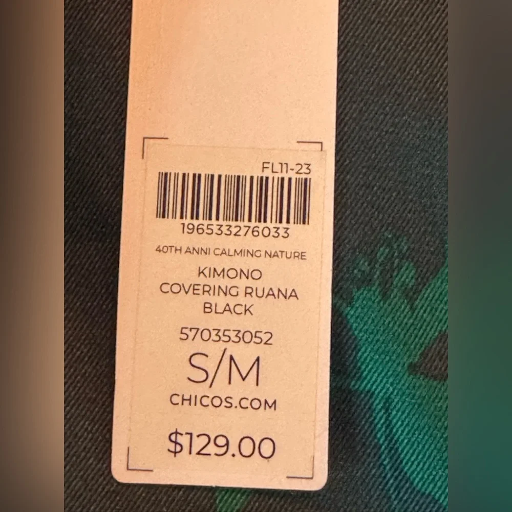 Chico's Black Kimono Covering Ruana S/M NWT - Picture 6 of 6